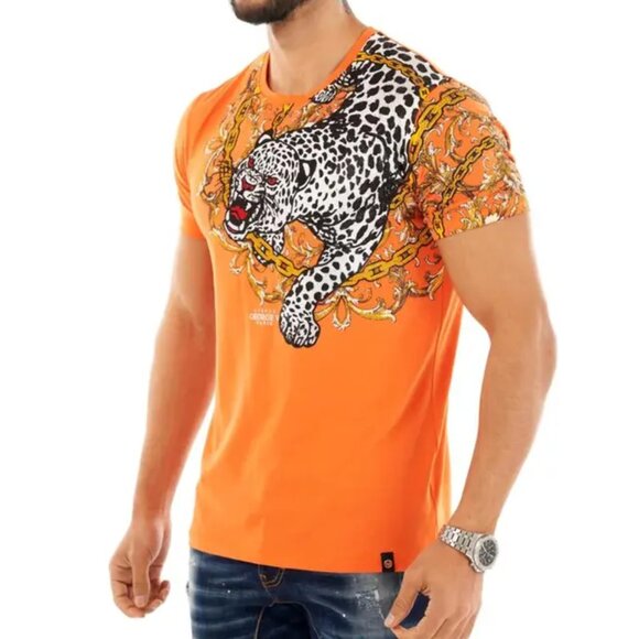Avenue George V Paris Men's Graphic T-Shirt Leopard Orange Fitted Tee 2XL XL - Picture 3 of 4